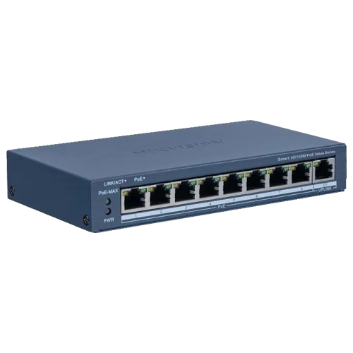 Switch 8 porturi PoE, 1 port uplink RJ45, Management - HIKVISION DS-3E1309P-EI-M