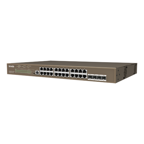 Switch 24 x RJ45 Gigabit, PoE, 1 port consola, 4 x SFP Gigabit, management - TENDA