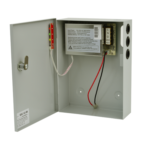 Sursa de alimentare 12V, 5Ah, back-up in cabinet metalic