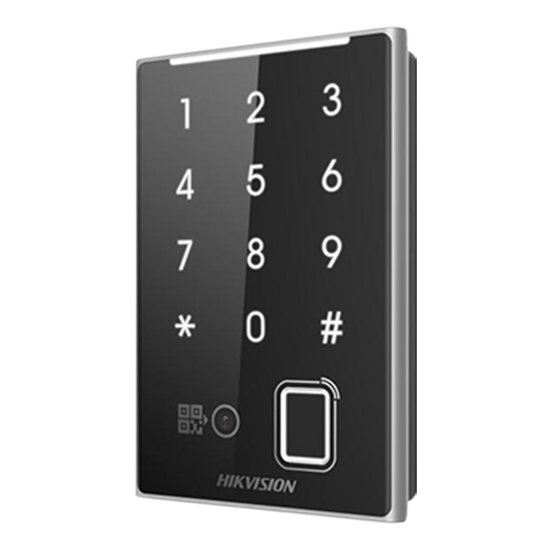 Cititor de proximitate MIFARE 13.56 MHz, amprenta, QR, cu tastatura integrata -HIKVISION