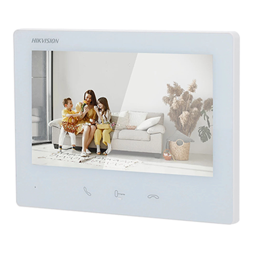 KIT videointerfon 2 fire pentru 1 familie, monitor 7 inch, Alarma, IK08, Card 32GB - HIKVISION