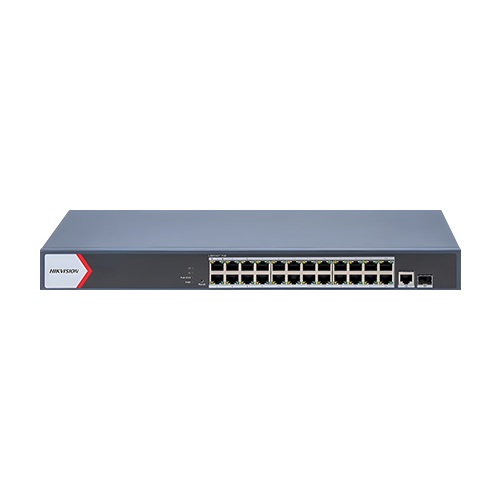 Switch 24 porturi PoE Gigabit, 1 port SFP Gigabit, 1 port RJ45 Gigabit, management - HIKVISION