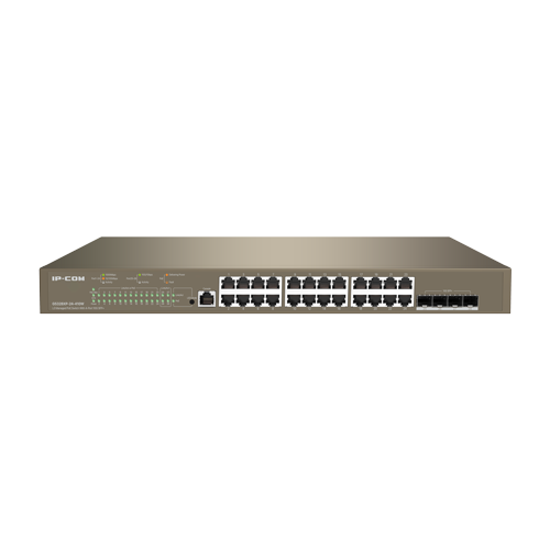 Switch 24 porturi PoE 1Gbps, 4 porturi SFP+ 10Gbps, L3 Cloud Management - IP-COM