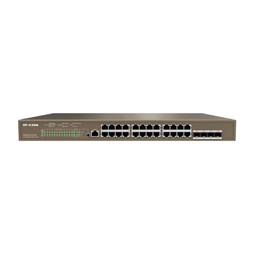Switch 24 porturi PoE Gigabit, 4 porturi SFP Gigabit, 1 port consola,1U, L3 Management - IP-COM G5328P-24-410W