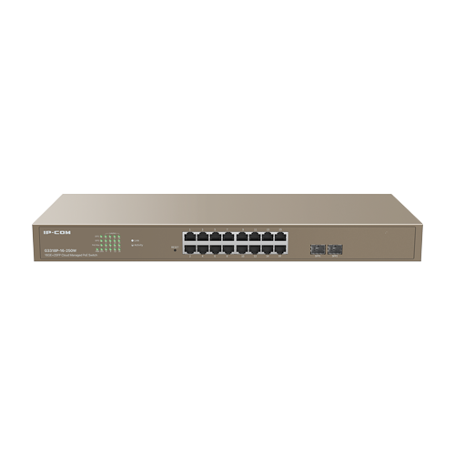 Switch 16 porturi PoE 1Gbps, 2 porturi SFP 1Gbps, Cloud Management - IP-COM