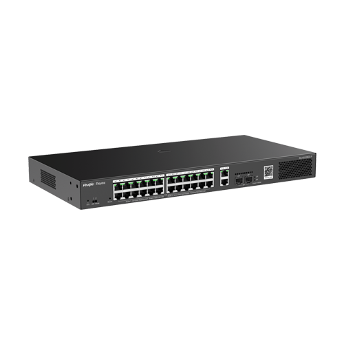 Switch 24 porturi PoE+, 2 porturi GE, 2 porturi SFP, Cloud Management - Ruijie
