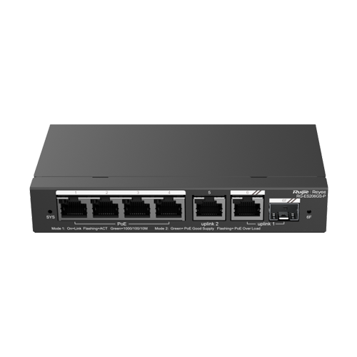 Switch 4 porturi PoE+, 2 porturi GE, 1 port SFP, Cloud Management - Ruijie