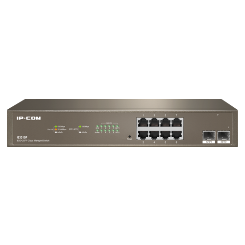Switch 8 x RJ45 Gigabit, 2 x SFP Gigabit Uplink, Cloud Management - IP-COM G3310F