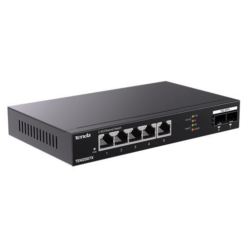 Switch 5 x RJ45TND-TEM2007X_10946_500x500_2 2.5G, 2 x SFP+ 10G - TENDASwitch 5 x RJ45 2.5G, 2 x SFP+ 10G - TENDA