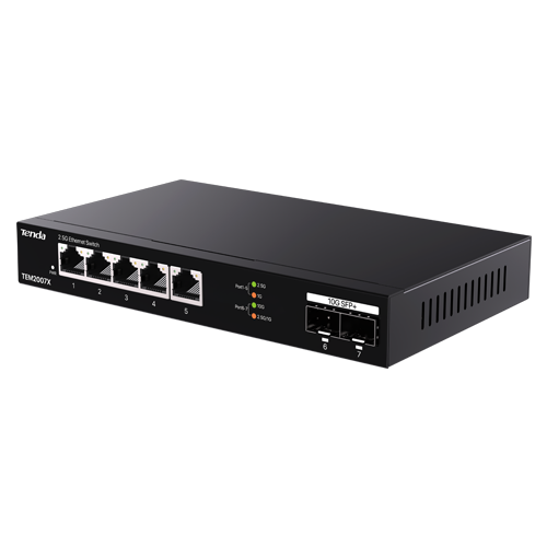 Switch 5 x RJ45TND-TEM2007X_10946_500x500_2 2.5G, 2 x SFP+ 10G - TENDASwitch 5 x RJ45 2.5G, 2 x SFP+ 10G - TENDA