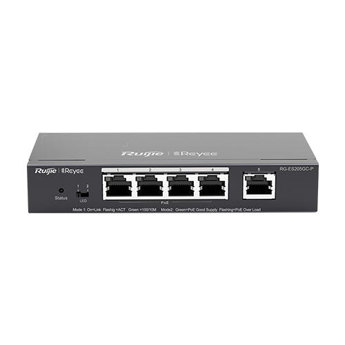 Switch 4 porturi PoE+ RJ45 Gigabit, 1 port uplink RJ45 Gigabit, L2 Cloud Management - Ruijie