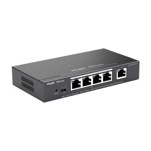 Switch 4 porturi PoE+ RJ45 Gigabit, 1 port uplink RJ45 Gigabit, L2 Cloud Management - Ruijie