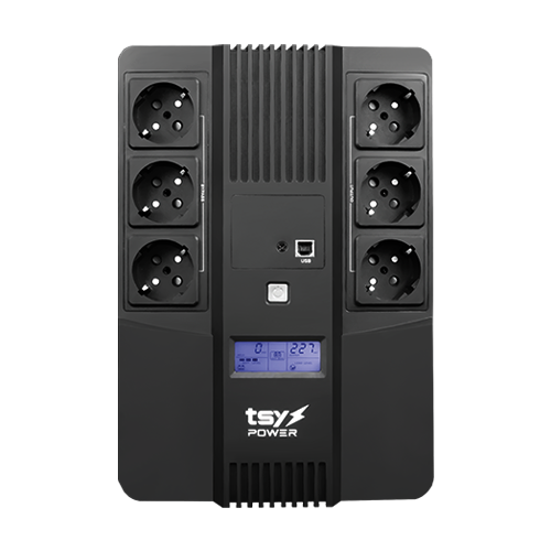 UPS TSY Power, 600VA/360W, LCD, AVR-repornire automata, Management, 6 x Schuko, 2 x RJ45, 1 X USB type B TSY-D-0K6-LCD