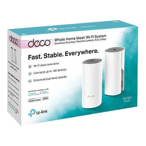 Sistem mesh Wi-Fi TP-LINK Deco E4 AC1200 (pachet de 2), Dual Band