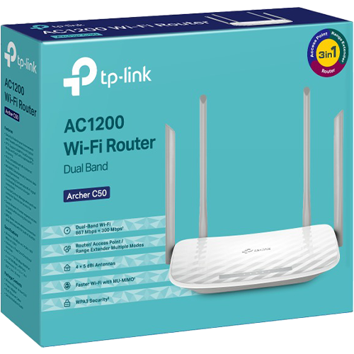 Router Wireless TP-Link Archer C50 AC1200 Dual Band Beamforming