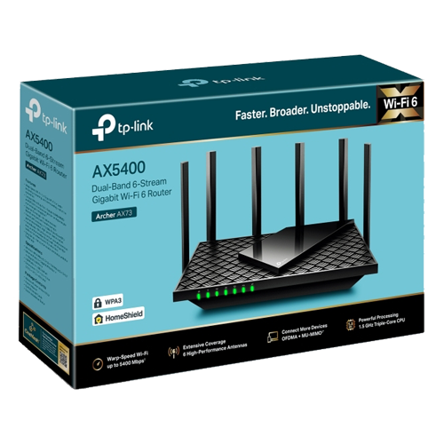 Router Wireless Wi-Fi 6 TP-Link Archer AX73 Dual-Band Gigabit AX5400 Beamforming OFDMA
