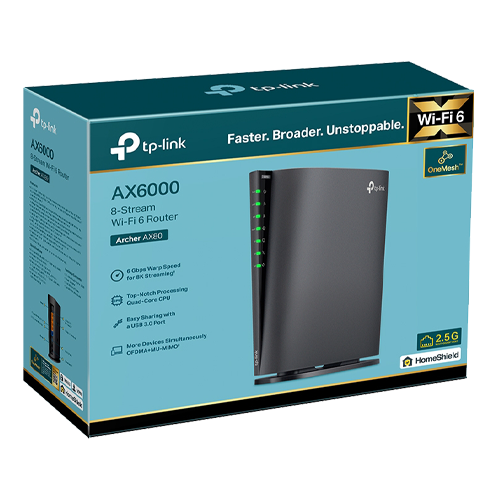 Router Wireless TP-Link Archer AX80 AX6000 Dual-Band Wi-Fi 6 Port 2.5G