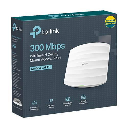 Access Point Wi-Fi 4, 2.4 GHz, 300 Mbps, 2 x 4 dBi, 1 x RJ45 10/100 Mbps, PoE - TP-Link Omada