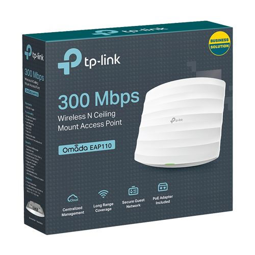 Access Point Wi-Fi 4, 2.4 GHz, 300 Mbps, 2 x 4 dBi, 1 x RJ45 10/100 Mbps, PoE pasiv - TP-Link Omada