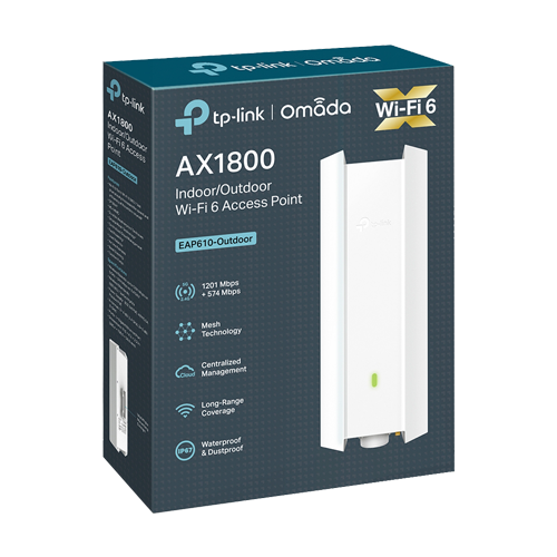 Access Point exterior, Wi-Fi 6, AX1800 Dual-Band, 4/5 dBi, 1 x RJ45 Gigabit, PoE - TP-Link Omada