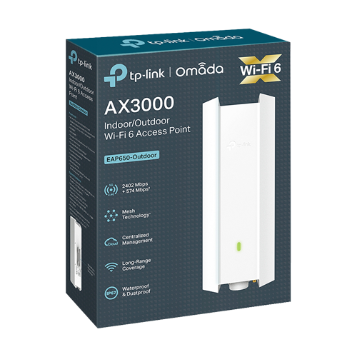 Access Point exterior HD, Wi-Fi 6, AX3000 Dual-Band, 4/5 dBi, 1 x RJ45 Gigabit, PoE - TP-Link Omada