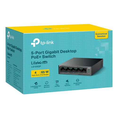 Switch LiteWave, 5 porturi RJ45 Gigabit, 4xPoE - TP-Link	