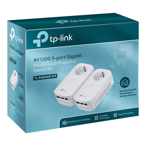 Starter kit Powerline TP-LINK TL-PA8010PKIT AV1300/AV2000 3 Passthrough - TP-LINK