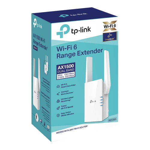 Wireless Range Extender TP-Link RE505X Wi-Fi 6 Dual-Band Gigabit AX1500 - TP-LINK