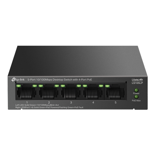 Switch LiteWave, 4 x RJ45 10/100Mbps PoE, 1 x RJ45 10/100 Mbps, Unmanaged - TP-Link LS105LP