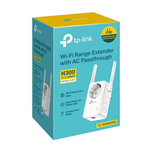 Range Extender Wi-Fi 4, 300 Mbps, Passthrough, 1 x RJ45 10/100 Mbps - TP-Link