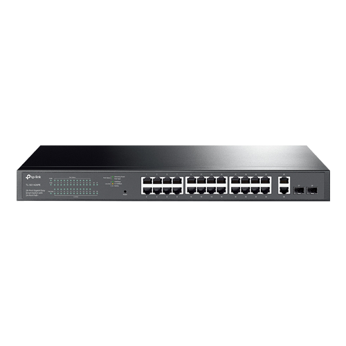  Switch 24 porturi PoE+ Gigabit, 2 porturi RJ45 Gigabit, 2 x SFP Gigabit, Managed - TP-Link