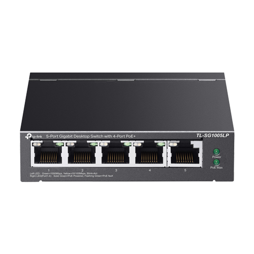 Switch TL-SG1005LP, 4 porturi PoE Gigabit, 1 port RJ45 Gigabit, Unmanaged - TP-Link
