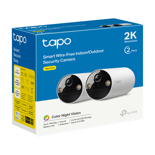 Camera IP Smart Wi-Fi, 3MP, Baterie reincarcabila, Audio bidirectional, Alarma - TP-Link Tapo