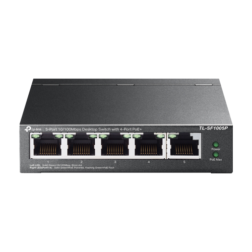 Switch 4 porturi RJ45 10/100 Mbps PoE, 1 port RJ45 10/100 Mbps, Buget PoE 67W, Unmanaged - TP-Link