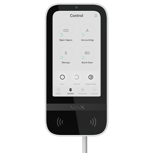 Tastatura KeyPad TouchScreen, Fibra alb - AJAX Fibra ASP white