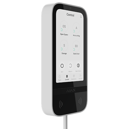 Tastatura KeyPad TouchScreen, Fibra alb - AJAX Fibra ASP white