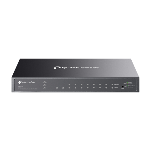 Switch 8 porturi RJ45 Gigabit PoE, 2 x SFP Gigabit, Buget PoE 61W, Management - TP-Link Omada