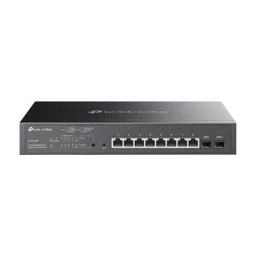 Switch 8 porturi RJ45 Gigabit PoE, 2 x SFP Gigabit, Buget PoE 150W, Management - TP-Link Omada