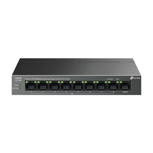 Switch LiteWave, 8 x RJ45 10/100 Mbps PoE, 1 x RJ45 10/100 Mbps, Buget PoE 63W, Unmanaged - TP-Link