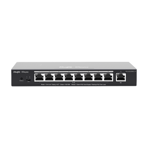 Switch 8 porturi PoE+ RJ45 Gigabit, 1 port uplink RJ45 Gigabit, L2 Cloud Management - Ruijie
