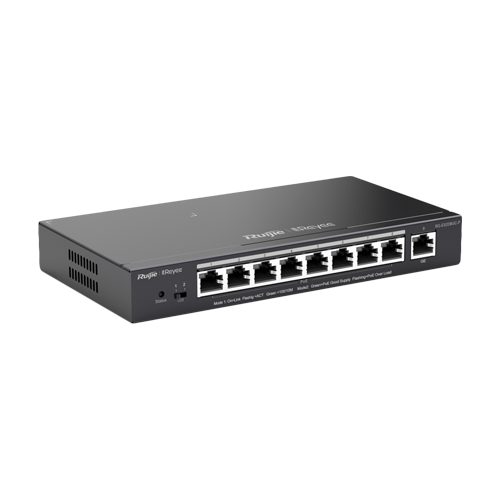 Switch 8 porturi PoE+ RJ45 Gigabit, 1 port uplink RJ45 Gigabit, L2 Cloud Management - Ruijie
