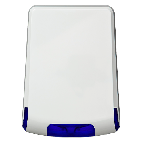 Sirena piezo pentru exterior cu semnalizare luminoasa LED albastru, baterie integrata de 9V, certificata GRADE 2, Clasa IV - Teletek