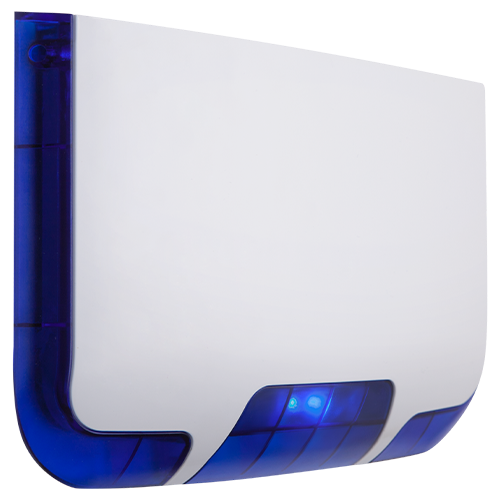 Sirena piezo pentru exterior cu flash LED albastru, baterie interna 9V/1100mAh, certificare GRADE 3, Clasa IV