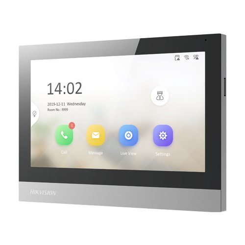 Monitor videointerfon TCP/IP, TFT 7 inch touch screen, WiFi, PoE, Alarma IN - HIKVISION