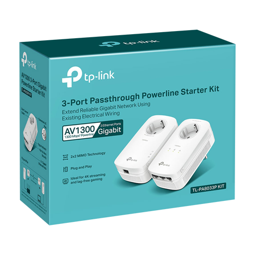 Powerline AV1300, Passthrough, 3 x RJ45 Gigabit - TP-Link