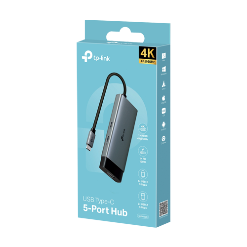 Hub USB-C 5-in-1, 1 x USB-C PD 100W, 1 x USB-C 5Gbps, 2 x USB-A 5Gbps, 1 x HDMI 4K@60Hz - TP-Link