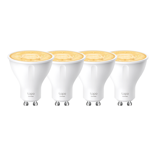  Set 4 becuri smart Wi-Fi, lumina calda 2700K ajustabila, 350 lm, GU10 - TP-Link Tapo