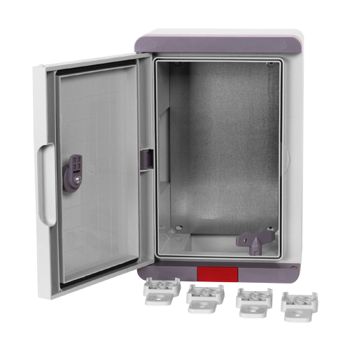 Cutie distributie IP67 din ABS gri, usa mata, placa metalica, 200x300x130 mm