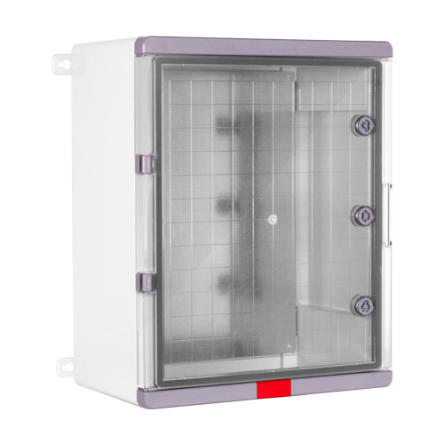 Cutie distributie IP67 din ABS gri, usa transparenta, placa metalica, 400x500x240 mm