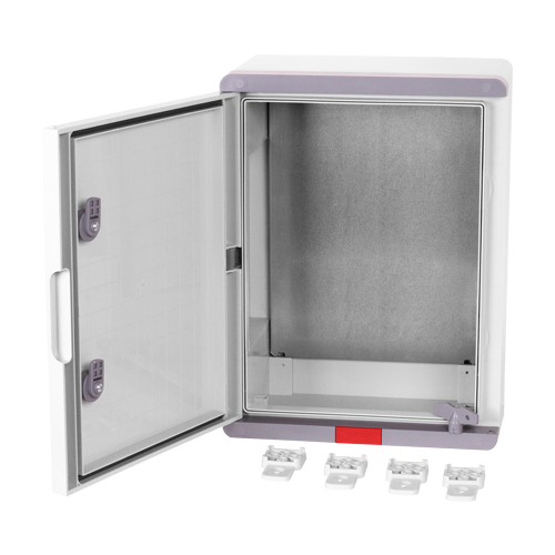 Cutie distributie IP67 din ABS gri, usa mata, placa metalica, 300x400x220 mm